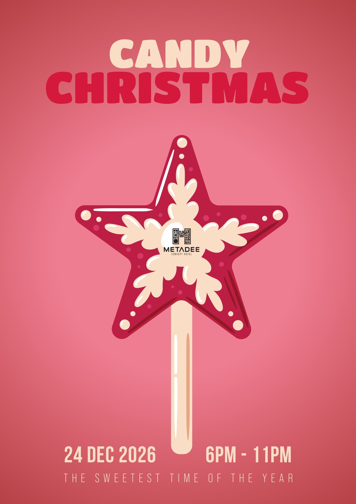 Candy Christmas Eve 2026 event poster at Metadee Concept Hotel Phuket