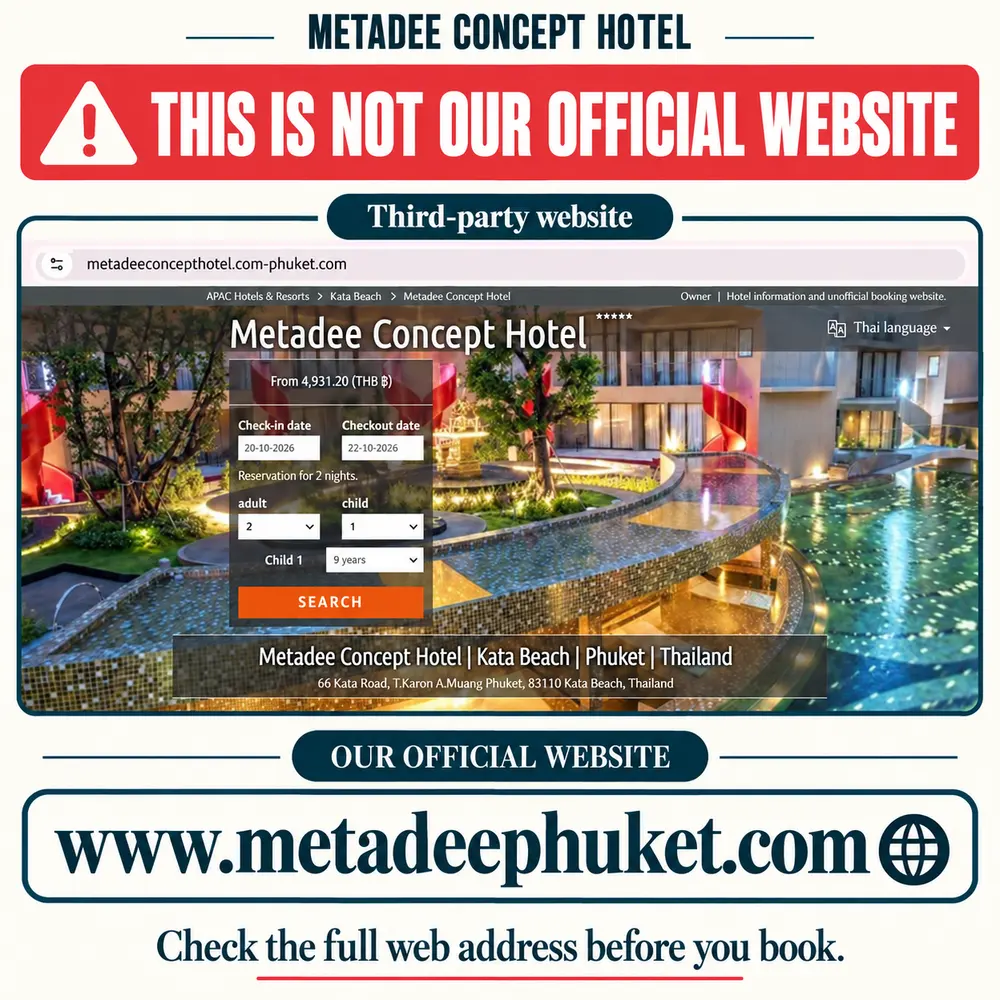 Metadee Concept Hotel official website and online booking safety reminder